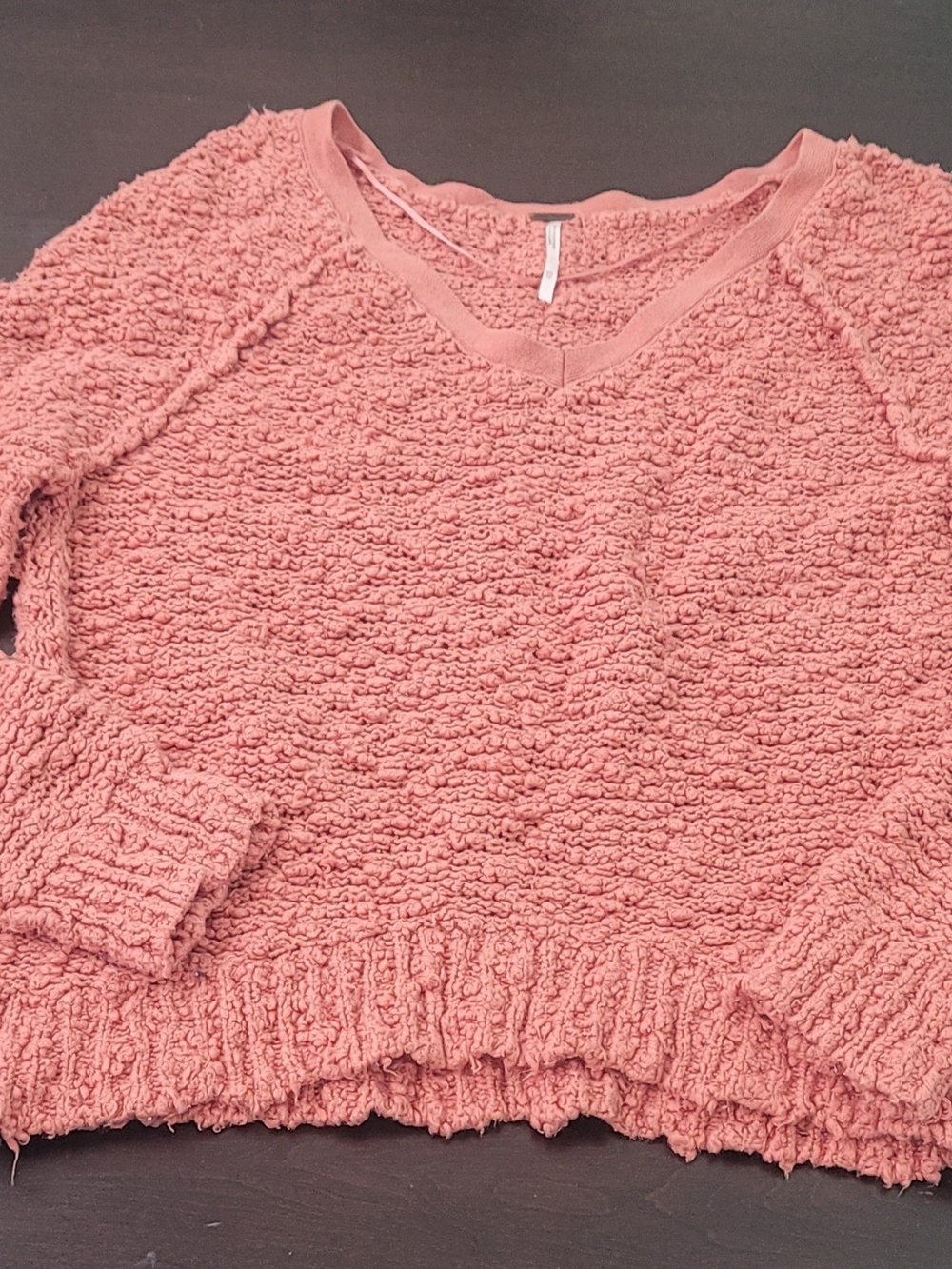 Free People V-Neck Textured Sweater - Coral/rust Color